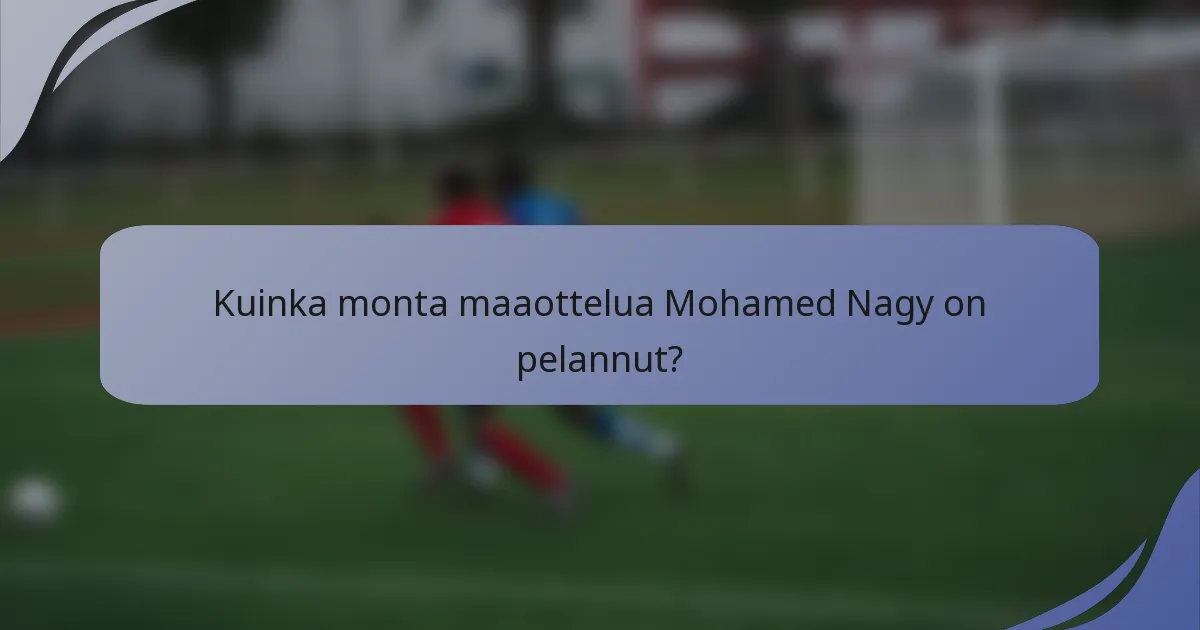 Kuinka monta maaottelua Mohamed Nagy on pelannut?