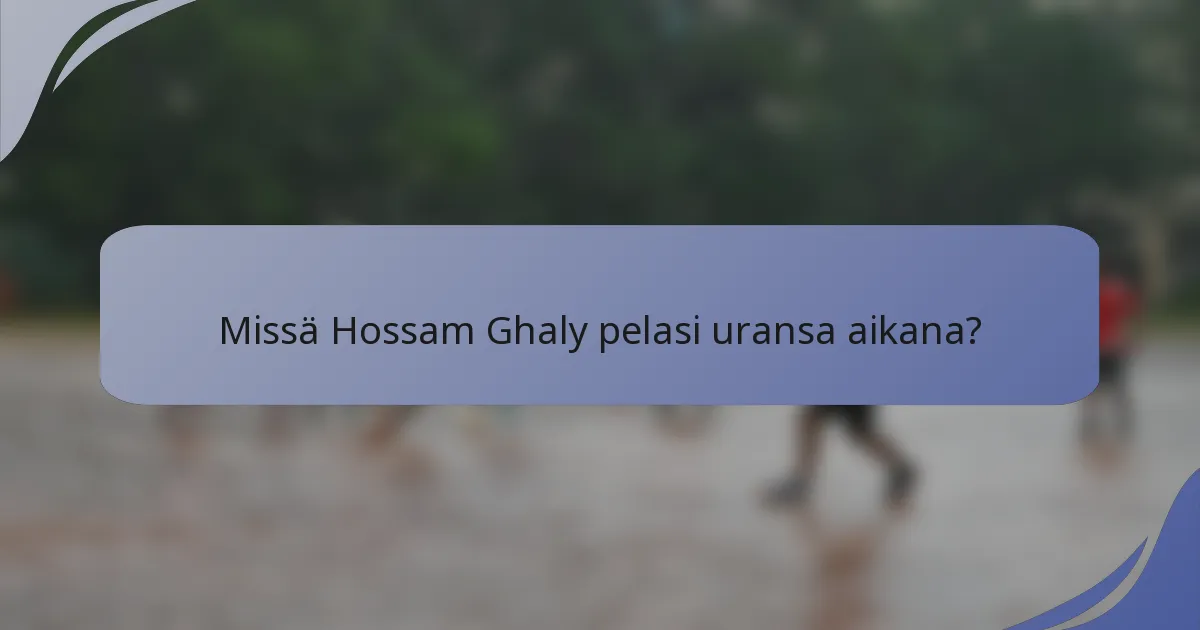 Missä Hossam Ghaly pelasi uransa aikana?
