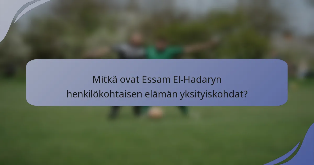 Mitkä ovat Essam El-Hadaryn henkilökohtaisen elämän yksityiskohdat?